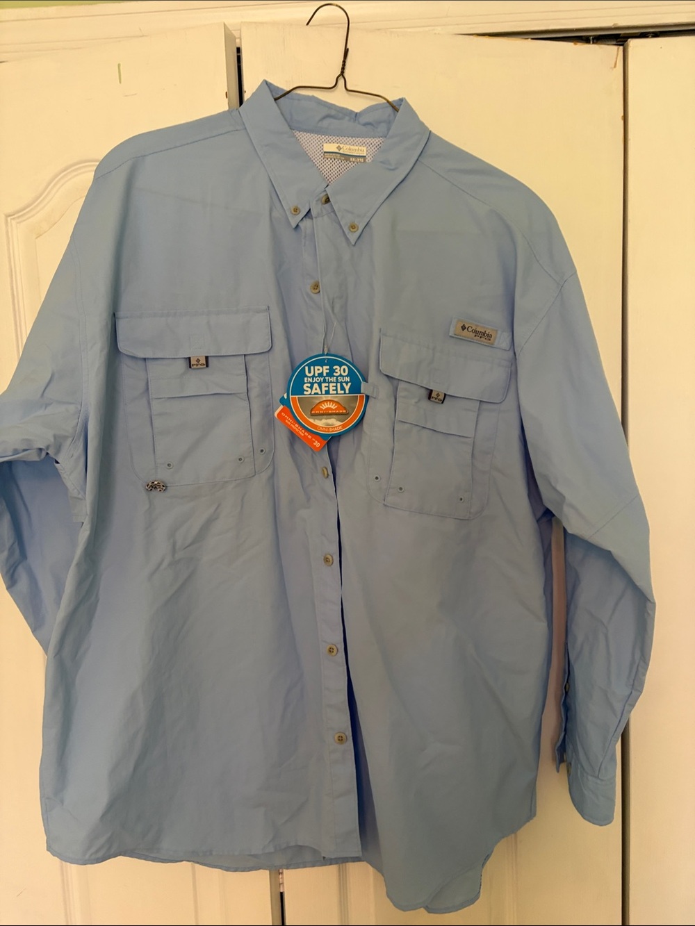 Columbia Sky Blue Men's Long-Sleeve Button-Down Fishing Shirt